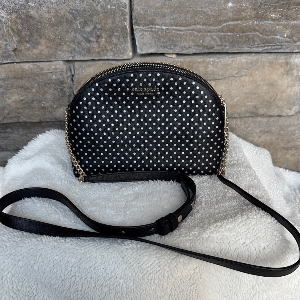 NWOT Kate Spade NY Spencer Metallic Dot and Black crossbody
